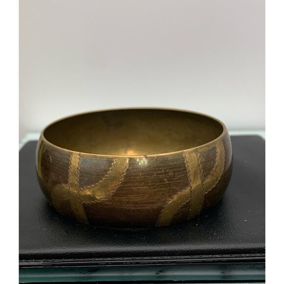 Vintage Brass 2 Tone Color Bangle Bracelet - Picture 1 of 5